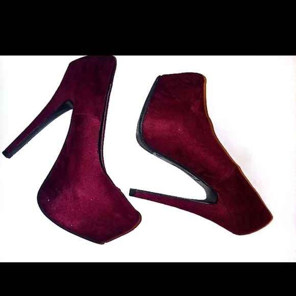 Stilletos Brash Burgundy Suede Heels shoes - Picture 4 of 4